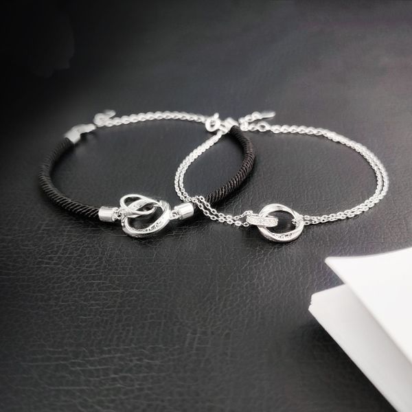 Mobius anel casal pulseira corda de mão pulseira de design de moda simples