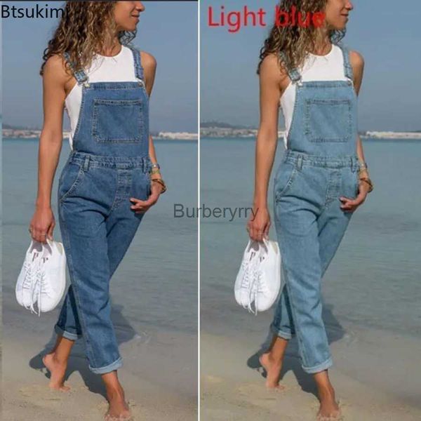 Damen-Overall-Spielanzug, 2023, Cargo-Hose, Damen-Denim-Latzhose, Jeans-Overall-Spielanzug, Damen, zerrissenes Loch, Hosenträger, langer Spielanzug, Taschen, Overalls, L231005