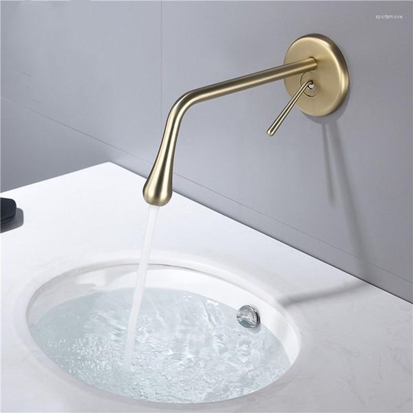 Rubinetti per lavandino del bagno Rubinetto in ottone monocomando a parete Miscelatore per lavabo acqua fredda dal design originale con scatola da incasso