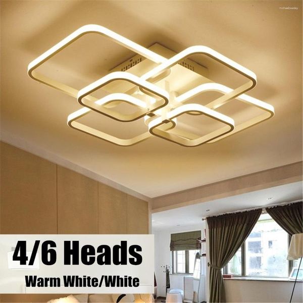 Lustres quadrados Circel Anéis Lustre para sala de estar Quarto Home Loft AC85-265V Modern LED Teto Lâmpada Luminárias