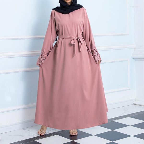 Abbigliamento etnico 2023 Abito musulmano da donna Jilbab Abaya Polsini con paillettes ricamati Manica lunga Dubai Abito islamico turco Abaya