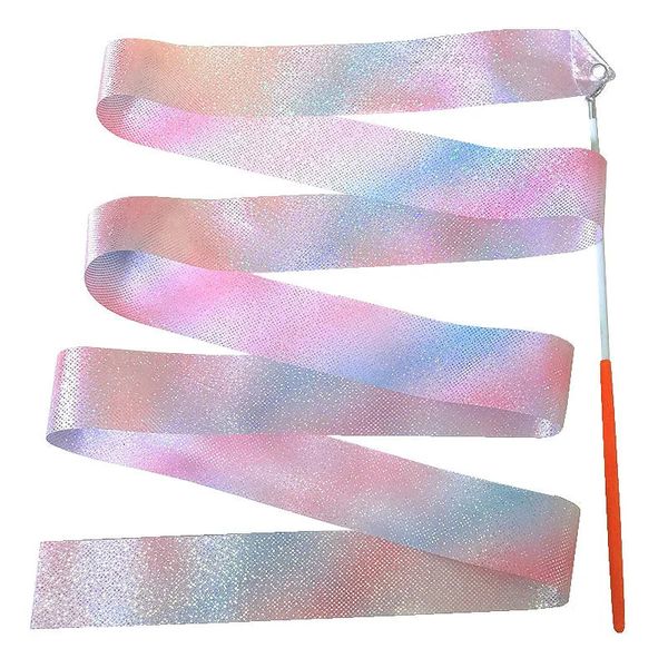 Body Mechanics Clothing 2M 4M Art Gymnastics Ballet Dance Ribbon mit Twirling Stick Kid Flashing Glitter Sport Performance Strip Stage Show Prop 231005