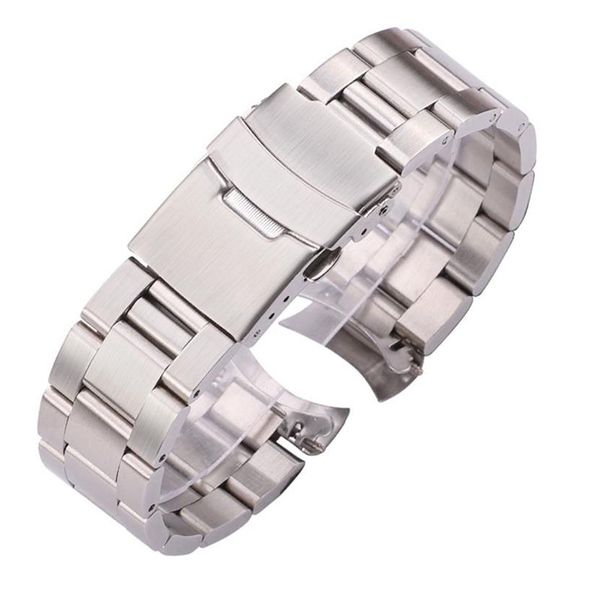 Faixas de relógio 20mm 22mm pulseira de relógio de aço inoxidável prata preto curvado final pulseiras mulheres homens pulseira de relógio de metal 2210272689