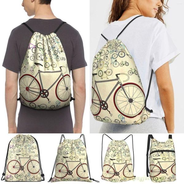 Sacos de compras unisex cordão amor fixie bicicleta de estrada mulheres mochilas homens ao ar livre treinamento de viagem saco de fitness