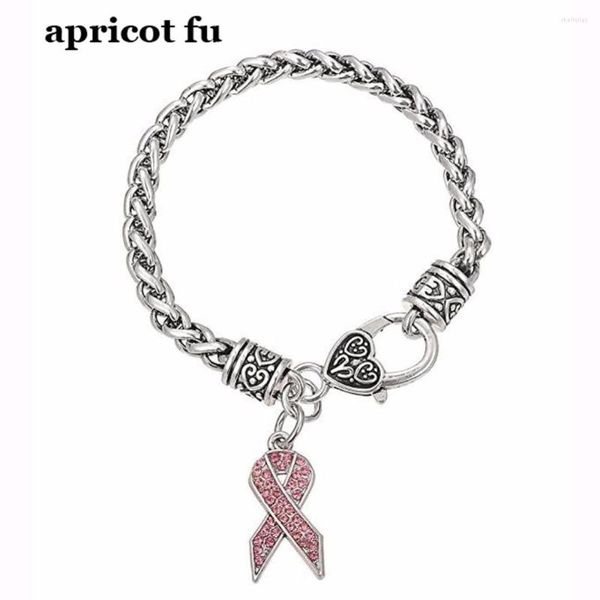 Charm-Armbänder, gemischte Farben, rosa Band, Krebsbewusstsein, Charms, Kristallarmband