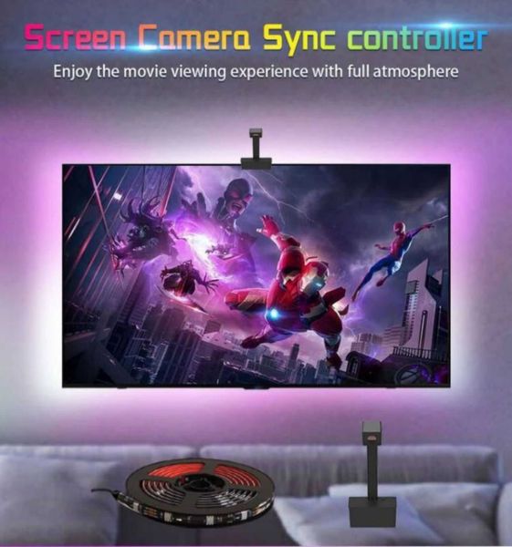 LED Şeritler Ortam TV PC Arka Işığı Cihazlar için LED STRIT IŞIKLAR USB RGB Bant Ekran Renk Senkronizasyonu Alexa /Google /TV Kutusu için LED Işık Kiti P230315