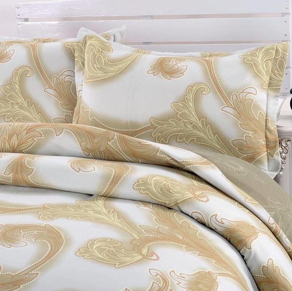 Conjuntos de cama SimpleOpulence Linens Set 3 Pcs Cama Dupla Amarelo Padrão Floral King Size Fronha Duveta Capa Consolador Folha