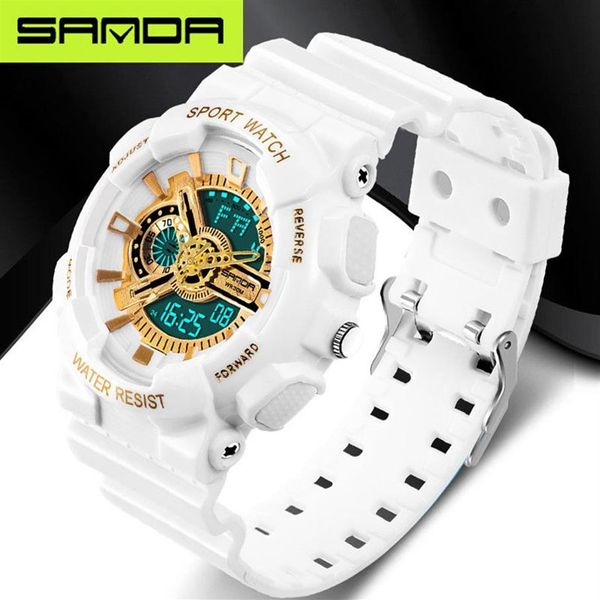 Nova marca Sanda Moda Watch Men's Led Digital Watch G Outdoor multifuncional à prova d'água Sports Militares Rellojes HOMBR185U