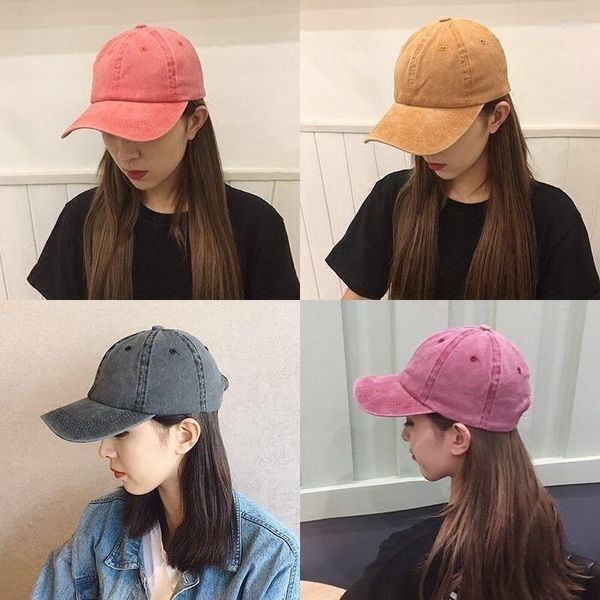 Top kapakları siyah beyzbol şapkası kadınlar vintage yıkanmış pamuklu ebeveyn güneş şapkaları erkekler için bahar yaz snapback şapka