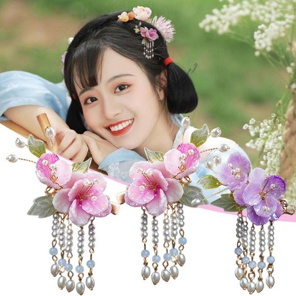 Acessórios de cabelo estilo da menina pinos antiderrapante flor headwear com liga hipoalergênica retro para cheongsam roupas chinesas vestido h9