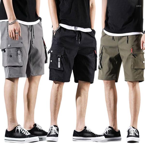 Shorts masculinos carga casual para homens com vários bolsos perfeito verão e atividades ao ar livre japonês coreia hip hop streetwear