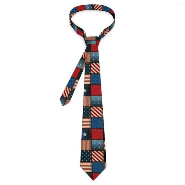 Fliegen Herren Krawatte Patriotisch Patchwork Hals Amerikanische Flagge Retro Trendy Kragen Grafik Freizeit Qualität Krawatte Zubehör