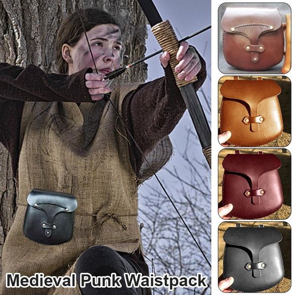 Sacos de cintura vintage medieval bolsa saco ao ar livre cinto de couro sela carteira steampunk viking pirata traje antigo engrenagem cosplay acessório