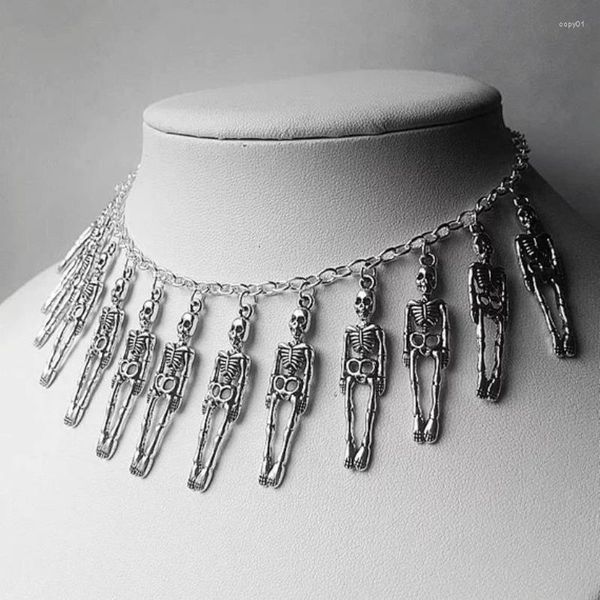 Anhänger Halsketten Halloween Hohl Für Mann Frau Skeleton Armee Stil Halskette Gothic Schmuck Geschenk