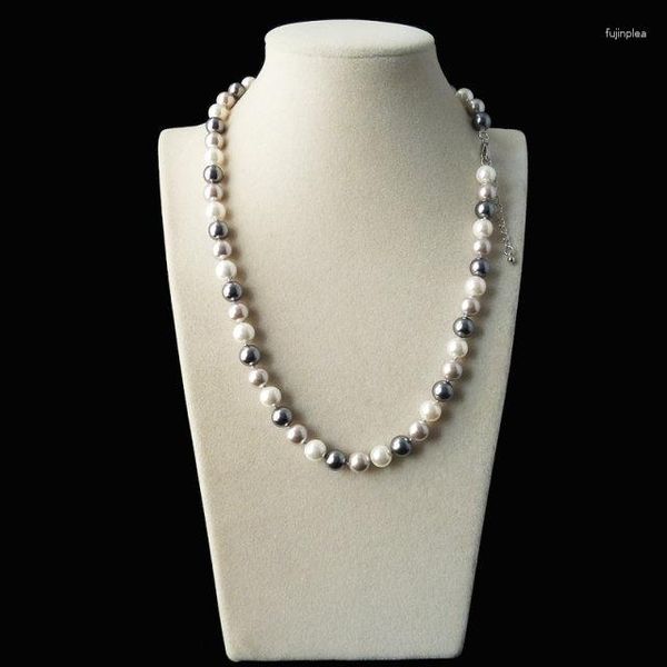 Correntes Ms. 8mm Cor Cinza Boutique Colar South Sea Shell Pérola Rodada Beads Fábrica Preço de Atacado Bead-Poucos