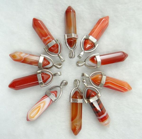 Colares de pingente Natural Gem Stone Crystal Quartz Turquesa Tiger Eye Listrado Onyx Charm Pingentes para DIY Jewelry Making 10pcs