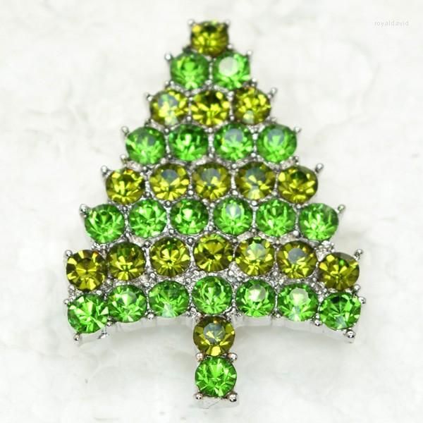 Broschen 12 teile/los Großhandel Mode Brosche Strass Kleine Weihnachtsbaum Pin Geschenk In 11 Farben C101258