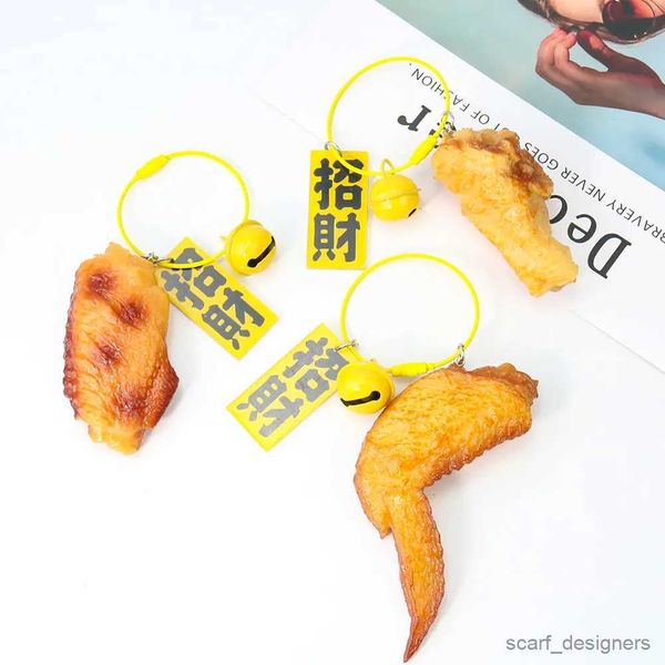 2PCS Keychains Lanyards Fried Chicken Leg Wing Pendant Keychain Food Models Fun Charms Key Photo Props Bag Wallets Pendant Gifts R231005