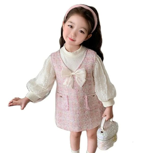 Conjuntos de roupas crianças roupas xadrez padrão traje para meninas colete blusa meninas define roupas estilo casual crianças agasalhos 231005