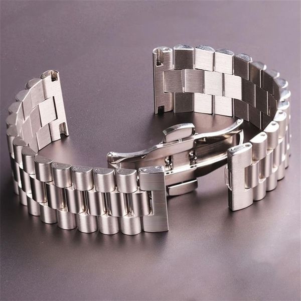 Uhrenarmbänder Edelstahl Uhrenarmbänder Armband Damen Herren Silber Massivmetall Uhrenarmband 16mm 18mm 20mm 21mm 22mm Zubehör 2211190p