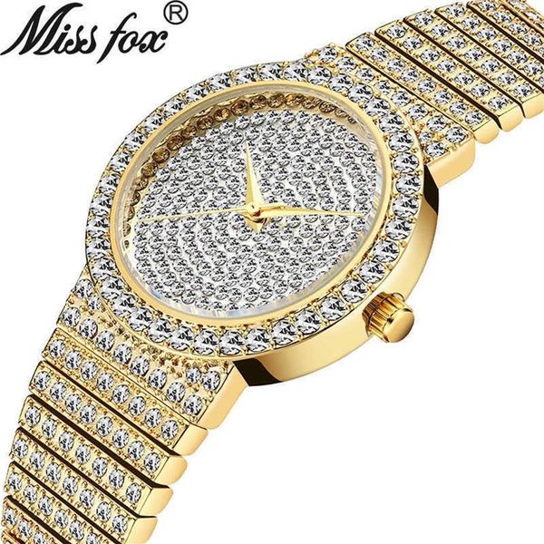 MISSFOX лучший бренд уникальные часы для мужчин 7 мм ультратонкие 30 м водостойкие со льдом круглые дорогие 34 мм тонкие наручные мужские и женские часы 210305h