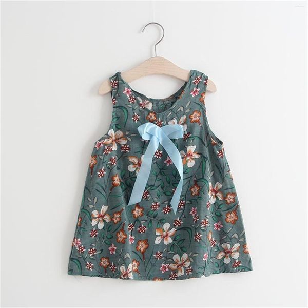 Mädchen Kleider Kleinkind Kinder Baby Mädchen Kleidung Sommer Ärmellos Blumen Prinzessin Blau Für Größe 10 Blume Mintgrün