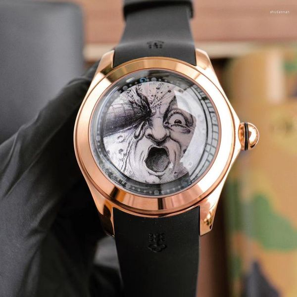 Relógios de pulso Bubble Series 47mm Flutuante Tourbillon Relógio Mecânico com Edição Limitada Elegante e Impermeável