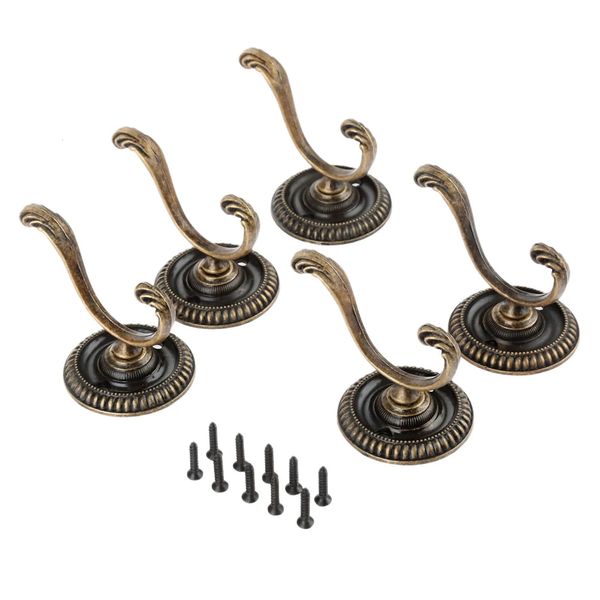 Havlu Rafları 5 PCS çinko alaşım bronz tek kanca antika kapı askısı kancaları vintage banyo duvar askı duvar kancaları vidalar 230926