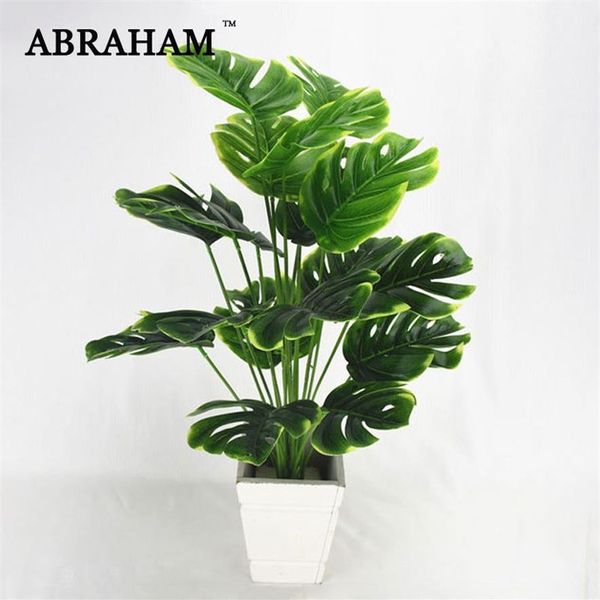 50 cm 18 forchetta grande pianta artificiale tartaruga di plastica foglie di albero falso monstera ramo pianta verde tropicale per bonsai arredamento interno249W