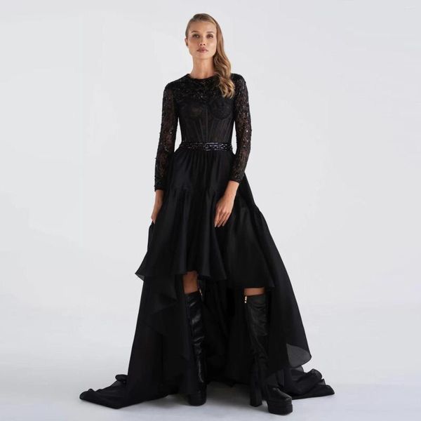 Saias High End Preto Low Long Chiffon Mulheres para Prom Wed Party Formal Maxi Saia Feminina Saias