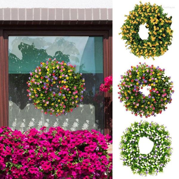 Flores decorativas primavera grinalda porta da frente decoração artificial casa para janela de parede sala fazenda acessórios