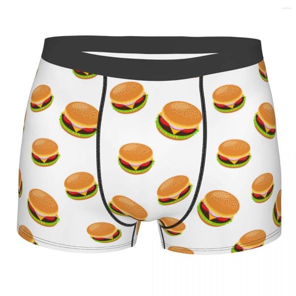 Cuecas masculinas boxer shorts calcinha hambúrguer fast food poliéster roupa interior hambúrguer masculino humor