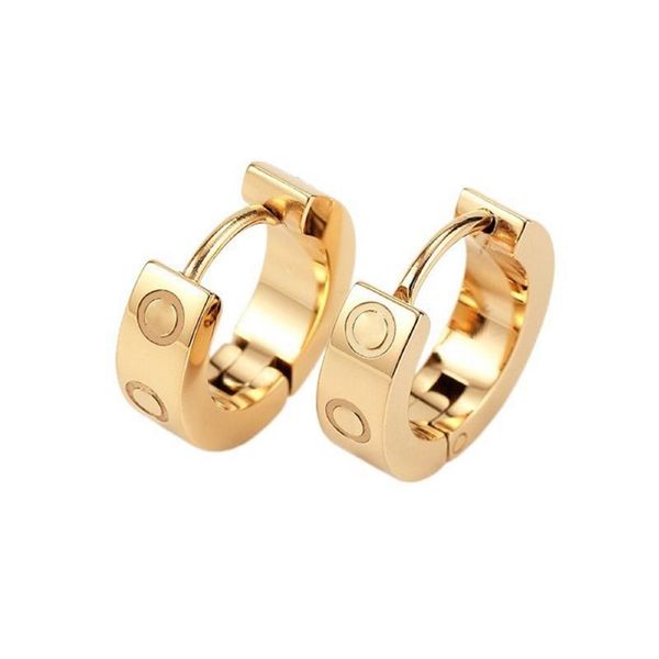 Серьги-кольца, золотые серьги-гвоздики с бриллиантами, серьги-гвоздики из титановой стали, женские изысканные простые модные серьги с позолотой 18 карат, около 264 м