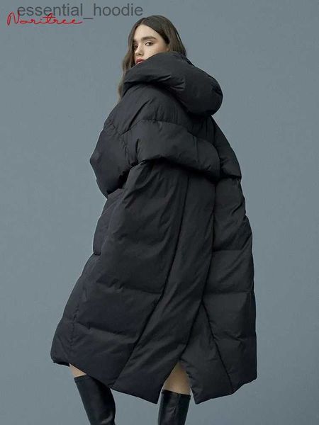 Damen Daunenparkas S- 7XL Winter Übergroßer warmer Entendaunenmantel Fe X-lange warme Daunenjacke mit Kapuze Stil dicke warme Parkas F192 Passform 110 kg L231005