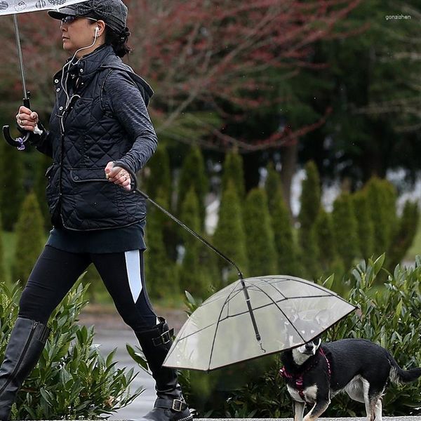 Vestuário para cães 1 peça guarda-chuva para animais de estimação adorável suprimentos à prova de chuva trela à prova de neve para cães pequenos cachorrinho ajustável engrenagem de chuva