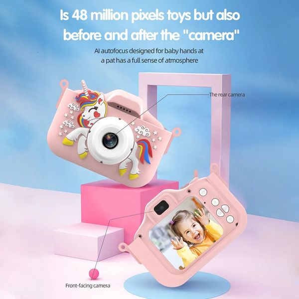 Oyuncak Kameralar Çocuk Kamera 1080p HD 2.0 inç ekran Mini Karikatür Kamera USB 32GB Hafıza Kartı Çocuk Doğum Günü Noel Hediyeleri ile Şarj Edilebilir 230928