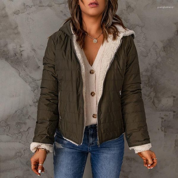 Frauen Trenchcoats Baumwolle Kleidung Weibliche Winter Lange-Ärmeln Zipper Lose Dunkelgrün Revers Warme Jacke Tops 2023