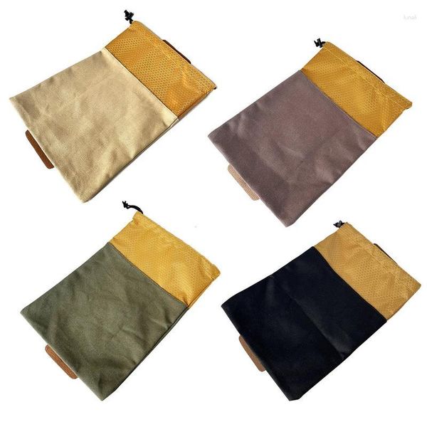 Sacos de armazenamento Bushcraft saco de couro e lona bolsa de forragem para caminhadas camping tesouros escolhendo acessórios para casa ao ar livre