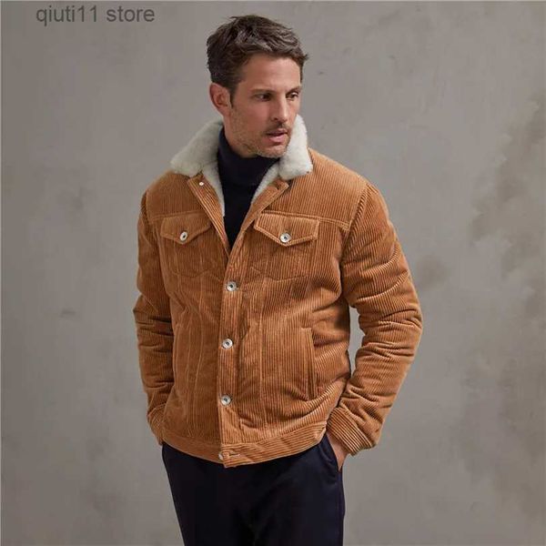 Jaquetas masculinas de algodão veludo outono inverno jaqueta homens cashmere americano casual masculino casaco primavera grosso vintage roupas masculinas 2023 t231005