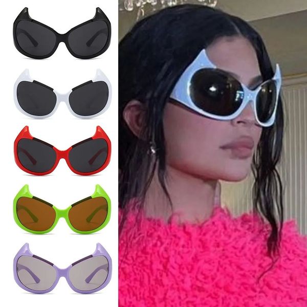 Sonnenbrillengestelle Einzigartiger Farbverlauf Sexy Hip Hop Devil Y2k Shades Cat Eye Sonnenbrille 231005