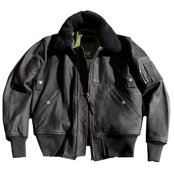 Männer Leder Faux American Casual Mann Bomber Jacke Winter Kuh Wildleder Mantel Pelz Kragen Dicke Warme Vintage Schwarz Flug mäntel Übergroßen 5XL 231005