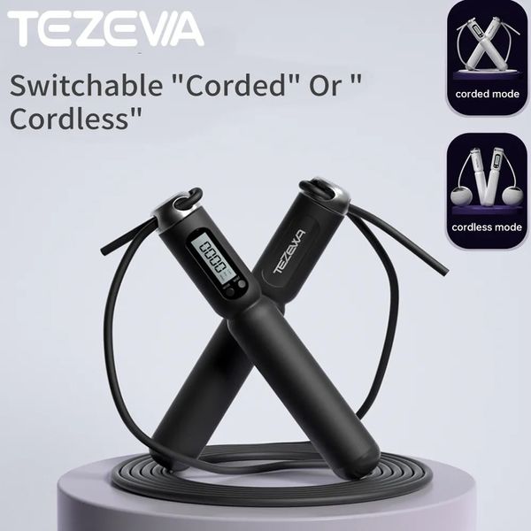 Скакалки TEZEWA Wire Аккумуляторная скакалка Фитнес-упражнения Скакалки Прыжки со скакалкой Тренажерное оборудование для похудения Professional 231005