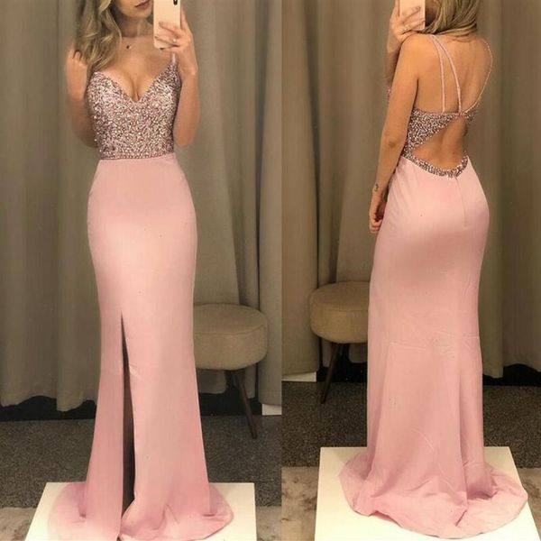 Dame Langes Kleid Maxi Abend Ever Pretty V-ausschnitt Fisch Pailletten Formale Kleider Frauen Elegante Party Kleider Rosa Black265a