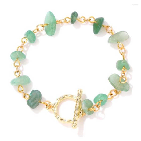 Bracciale con perline di pietra naturale con chip naturale Bracciale con fibbia OT Avventurina verde Braccialetti per donna Uomo Quarzi rosa Ametiste Braccialetti a catena