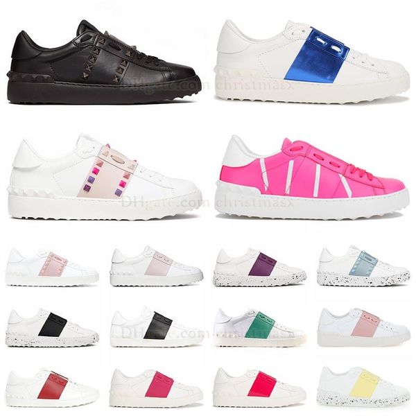 2024 Designer-Freizeitschuh, Segeltuchschuhe, Schwarz, Weiß, Blau, Silber, Valentinstag, offene Turnschuhe, Nieten, Italien, Damen-Low-Top-Loafer, Patchwork, klassische Herren-Damen-Trainer