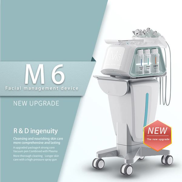 Nova tecnologia M6 borbulha dispositivo de gerenciamento facial máquina de oxigênio de hidrogênio 6 em um instrumento de cuidados com a pele ultrassônico de alta pressão Rf microeletricidade