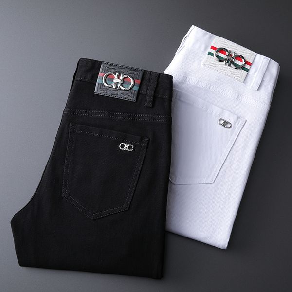 Мужская одежда, брюки-чиносы, хлопковые джинсовые брюки, брендовые тонкие прямые облегающие брюки с вышивкой DDicon, джинсовые DD-008