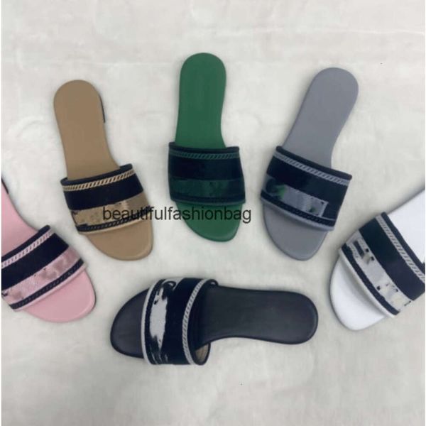 Paris bestickte blendende Designer -Slipper Damen Sandalen Sommer Beach Stripes Freizeit flache Slipper Schieberegler Frauen Damen Flip