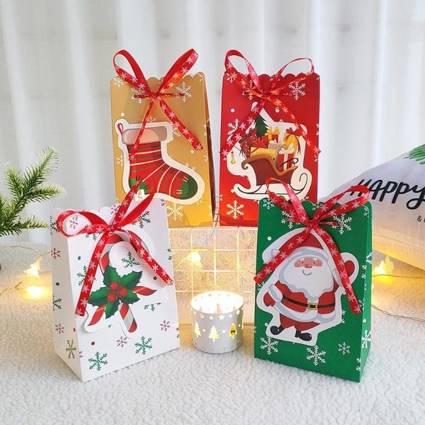 Hediye sargısı 4pcs Mutlu Noel Kağıt Hediyeler Çanta Noel Baba Noel Ağacı Ağacı Yılı Şimdiki Şeker Kurabiye Çantası Ambalaj Çantaları Malzemeler