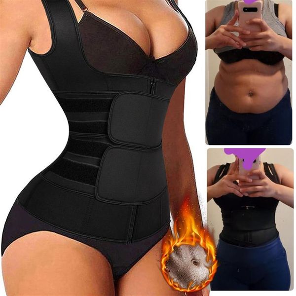 Mulheres cintura trainer espartilho zíper colete neoprene corpo shaper cincher tanque superior com alças ajustáveis cintura shapewear y200710288n